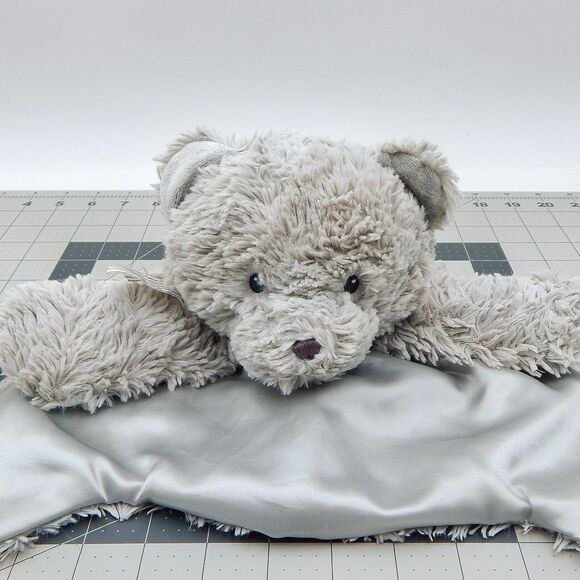 Baby Gund Huggybuddy Silver Grayson Bear Plush Lovey Security Blanket Satin - Picture 1 of 7